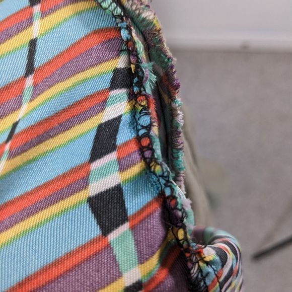 Desigual Shirt dress, vibrant print dress with pockets stripes size large - Picture 10 of 10